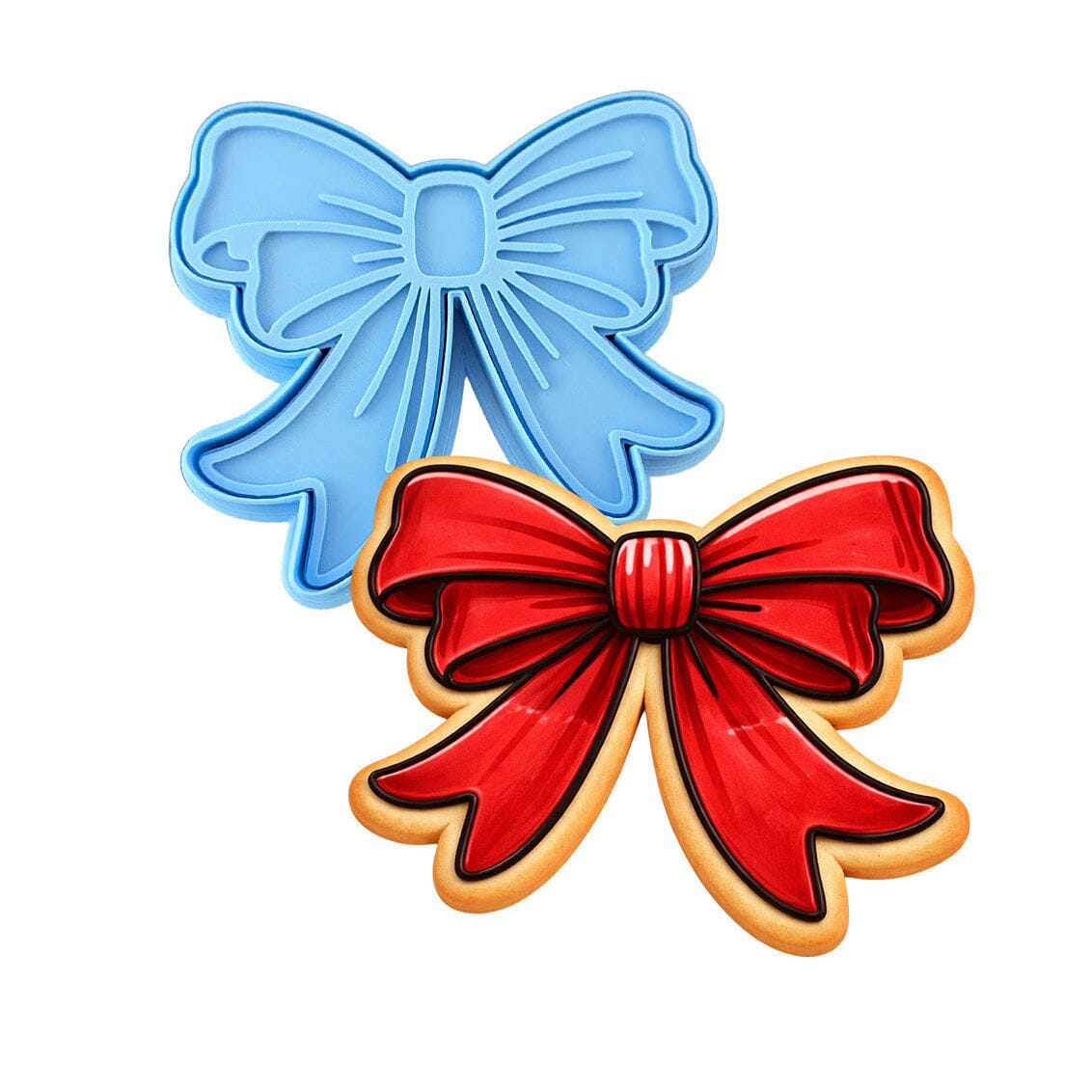 Red Heart Bow Cookie Cutter | Stamp | Stencil - SHARP EDGES - FAST Shipping - Choose Your Own Size! #1 Cookie Cutter Lady LITTLE - 3 Inches (7.62cm) **BUNDLE** Cutter + Stamp 
