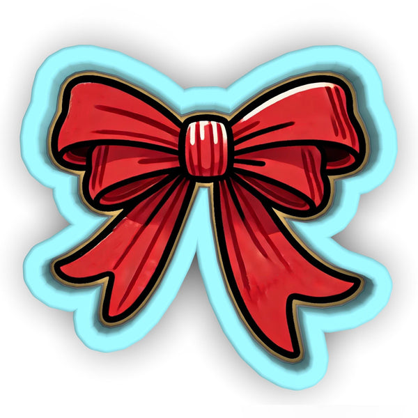 a picture of a red bow on a white background