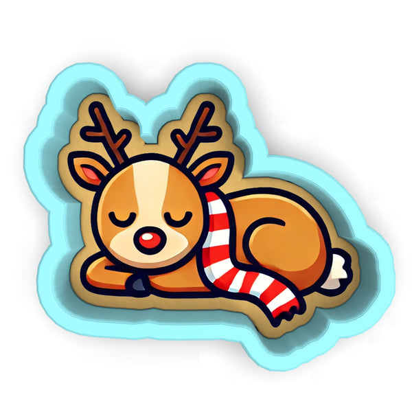 a sticker of a deer with a scarf around its neck