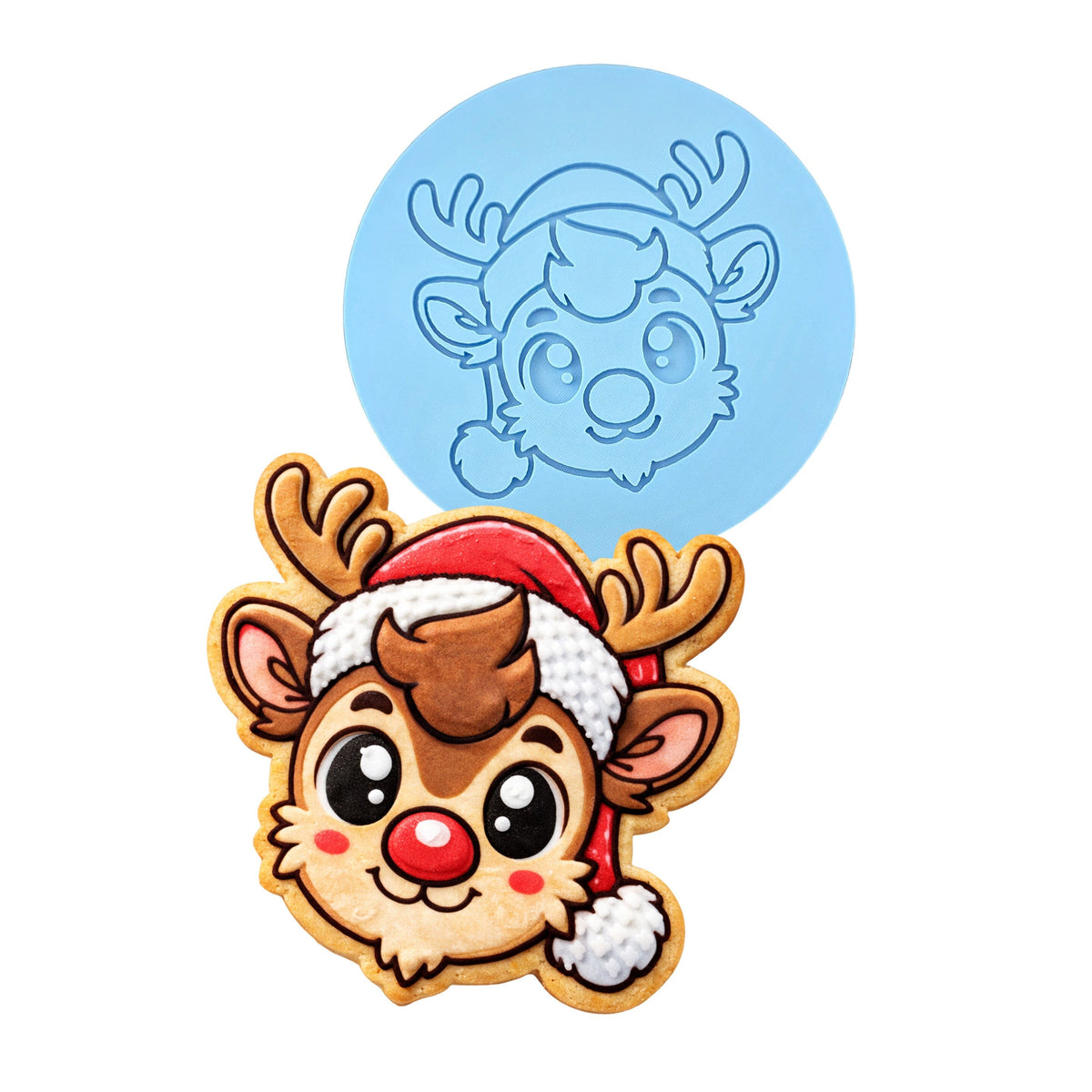 Reindeer Santa Hat Cookie Cutter | Stamp | Stencil - SHARP EDGES - FAST Shipping - Choose Your Own Size! #1 Cookie Cutter Lady LITTLE - 3 Inches (7.62cm) Debosser ONLY 