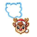 Reindeer Santa Hat Cookie Cutter | Stamp | Stencil - SHARP EDGES - FAST Shipping - Choose Your Own Size! #1 Cookie Cutter Lady LITTLE - 3 Inches (7.62cm) Cookie Cutter ONLY (Outline) 