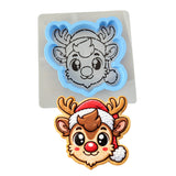 Reindeer Santa Hat Cookie Cutter | Stamp | Stencil - SHARP EDGES - FAST Shipping - Choose Your Own Size! #1 Cookie Cutter Lady LITTLE - 3 Inches (7.62cm) **BUNDLE** Cutter + Stencil 