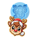 Reindeer Santa Hat Cookie Cutter | Stamp | Stencil - SHARP EDGES - FAST Shipping - Choose Your Own Size! #1 Cookie Cutter Lady LITTLE - 3 Inches (7.62cm) **BUNDLE** Cutter + Debosser 