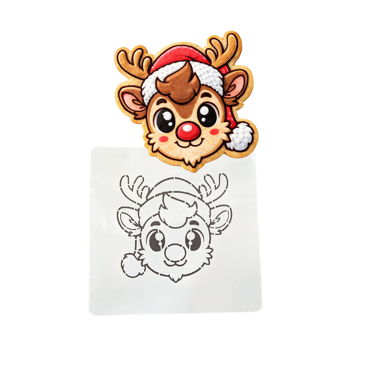 Reindeer Santa Hat Cookie Cutter | Stamp | Stencil - SHARP EDGES - FAST Shipping - Choose Your Own Size! #1 Cookie Cutter Lady LITTLE - 3 Inches (7.62cm) Stencil ONLY 