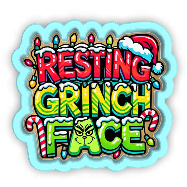 a sticker that says resting grin face