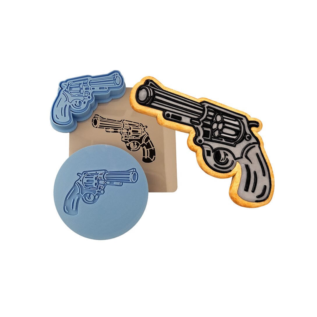 Revolver Cookie Cutter | Stamp | Stencil #1 Boys/ Army / Outdoorsman Cookie Cutter Lady 