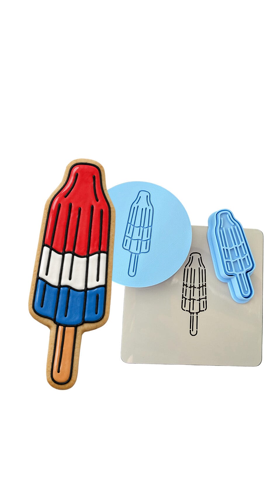 Rocket Pop Cookie Cutter | Stamp | Stencil - SHARP EDGES - FAST Shipping - Choose Your Own Size! #1 Cookie Cutter Lady LITTLE - 3 Inches (7.62cm) **FULL SET BUNDLE** Cutter + Stamp + Stencil + Debosser **BEST DEAL** 