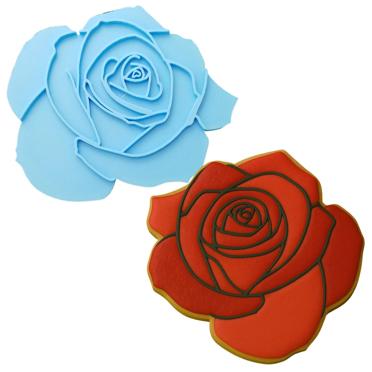 Rose Cookie Cutter Outline & Stamp Easter / Spring / Flower Cookie Cutter Lady 