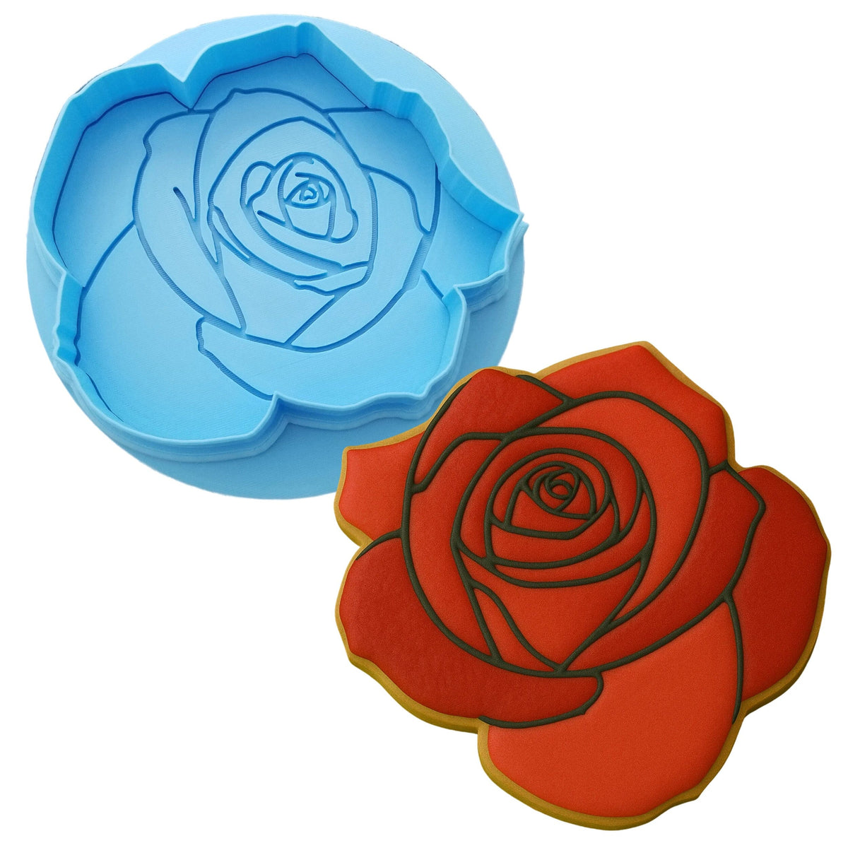 Rose Cookie Cutter Outline & Stamp Easter / Spring / Flower Cookie Cutter Lady 