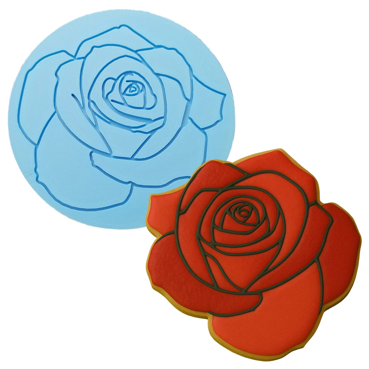 Rose Cookie Cutter Outline & Stamp Easter / Spring / Flower Cookie Cutter Lady 