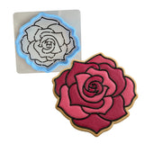 Rose Cookie Cutter | Stamp | Stencil #2 Wedding / Baby / V Day Cookie Cutter Lady MINI - 2 Inches (5cm) **BUNDLE** Cutter + Stencil 