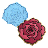 Rose Cookie Cutter | Stamp | Stencil #2 Wedding / Baby / V Day Cookie Cutter Lady MINI - 2 Inches (5cm) **BUNDLE** Cutter + Stamp 