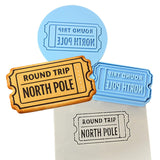Round Trip North Pole Ticket Cookie Cutter | Stamp | Stencil - SHARP EDGES - FAST Shipping - Choose Your Own Size! #1 Cookie Cutter Lady LITTLE - 3 Inches (7.62cm) **FULL SET BUNDLE** Cutter + Stamp + Stencil + Debosser **BEST DEAL** 
