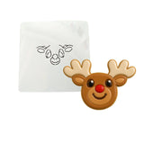 Rudolph Reindeer Cookie Cutter Outline & Stamp Xmas / Winter / NYE Cookie Cutter Lady MINI - 2 Inches (5cm) Stencil ONLY 