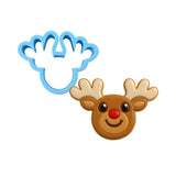 Rudolph Reindeer Cookie Cutter Outline & Stamp Xmas / Winter / NYE Cookie Cutter Lady MINI - 2 Inches (5cm) Cookie Cutter ONLY (Outline) 
