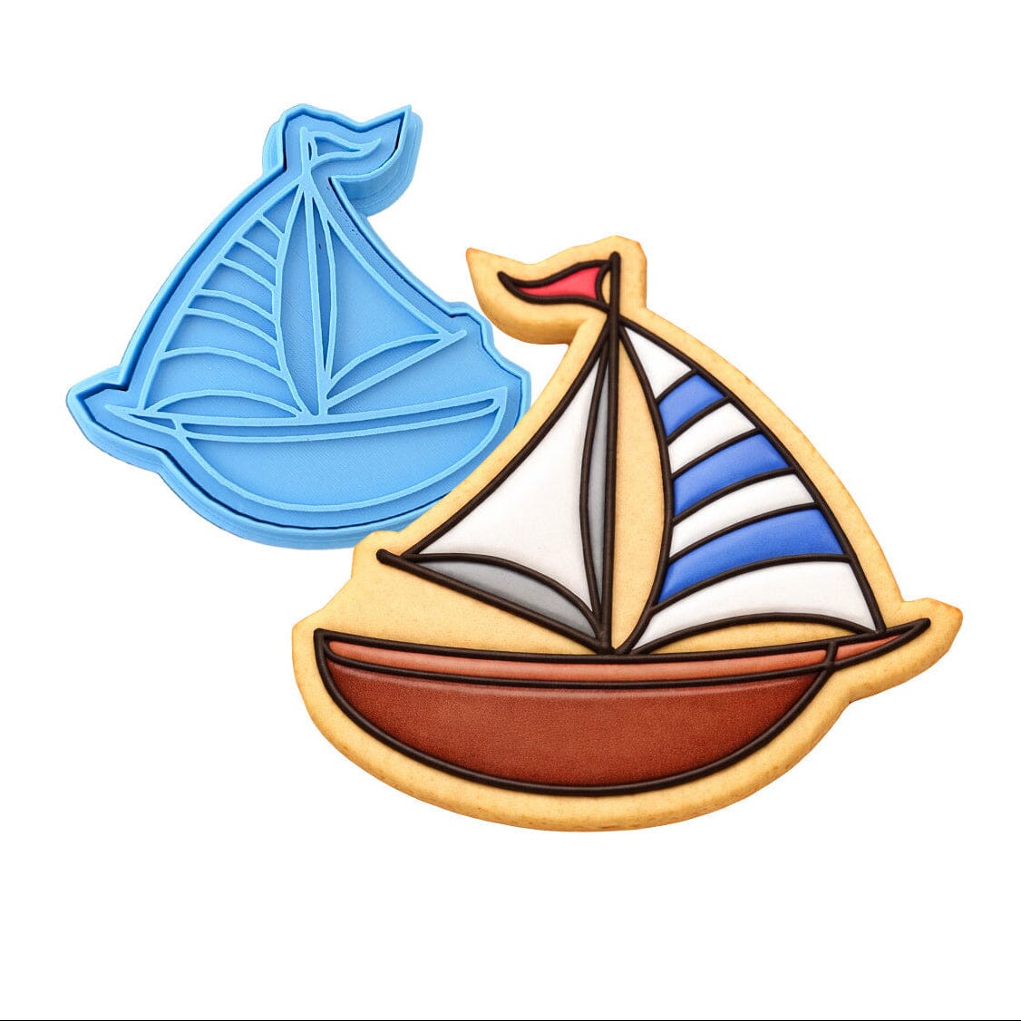 Sailboat Cookie Cutter | Stamp | Stencil #1 Comic Book / Vehicles Cookie Cutter Lady MINI - 2 Inches (5cm) **BUNDLE** Cutter + Stamp 