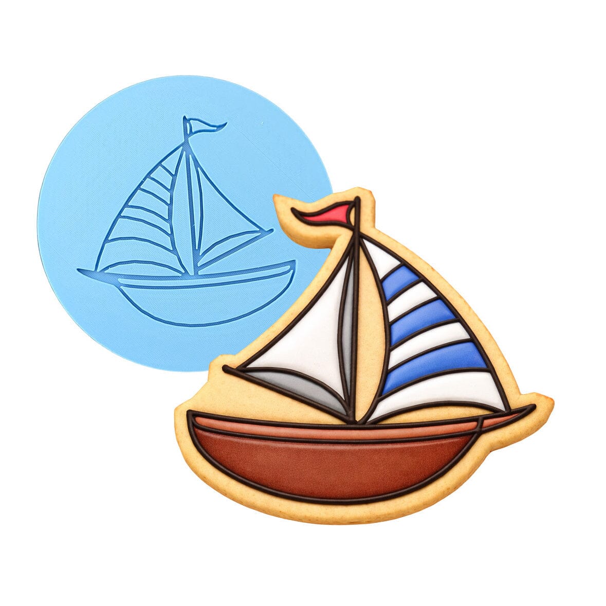 Sailboat Cookie Cutter | Stamp | Stencil #1 Comic Book / Vehicles Cookie Cutter Lady MINI - 2 Inches (5cm) Debosser ONLY 