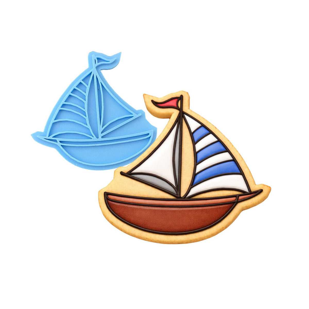 Sailboat Cookie Cutter | Stamp | Stencil #1 Comic Book / Vehicles Cookie Cutter Lady MINI - 2 Inches (5cm) Stamp ONLY 