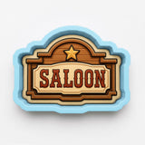 a sign with the word "SALOON" written on it.