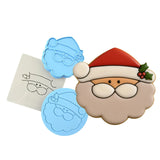 Santa Claus Face Cookie Cutter | Stamp | Stencil #1 Xmas / Winter / NYE Cookie Cutter Lady MINI - 2 Inches (5cm) **FULL SET BUNDLE** Cutter + Stamp + Stencil + Debosser **BEST DEAL** 