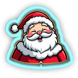 a sticker of a santa claus with his eyes closed