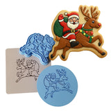 Santa Riding Reindeer Cookie Cutter | Stamp | Stencil - SHARP EDGES - FAST Shipping - Choose Your Own Size! #1 Cookie Cutter Lady LITTLE - 3 Inches (7.62cm) **FULL SET BUNDLE** Cutter + Stamp + Stencil + Debosser **BEST DEAL** 