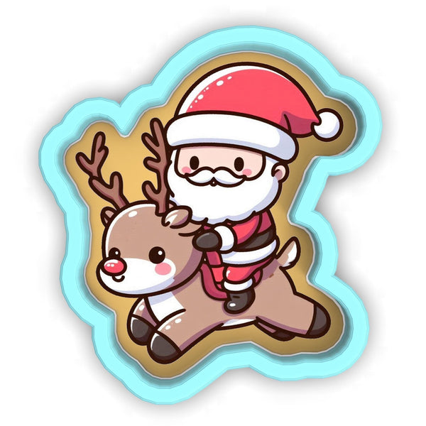 a santa claus riding a reindeer sticker