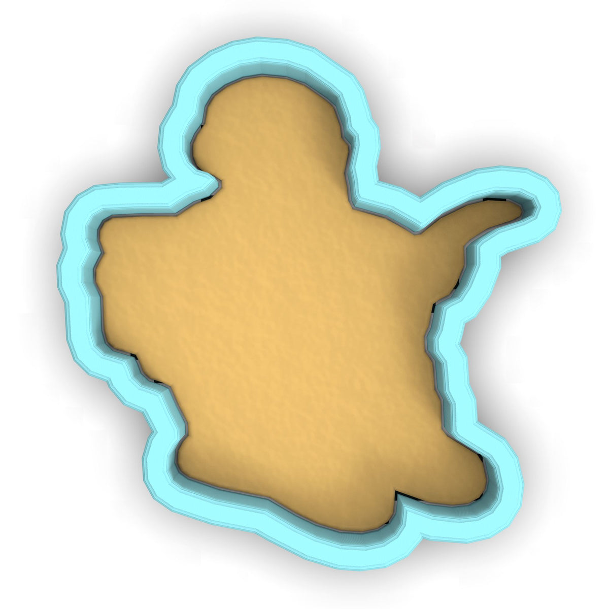 a cookie cutter with a cookie shaped like a man