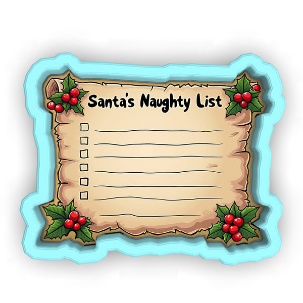 a santa's naught list with holly berries