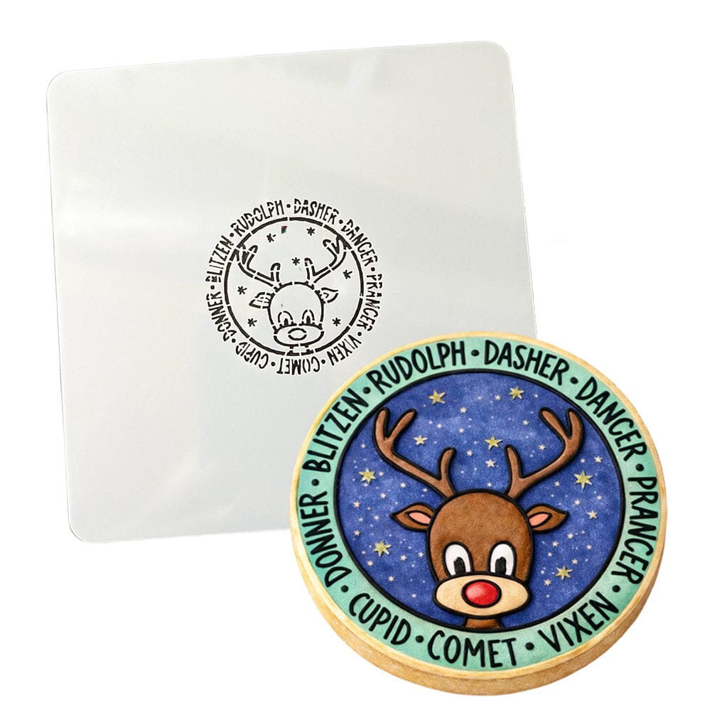 Santa's Reindeer Cookie Cutter | Stamp | Stencil #1 Xmas / Winter / NYE Cookie Cutter Lady MINI - 2 Inches (5cm) Stencil ONLY 