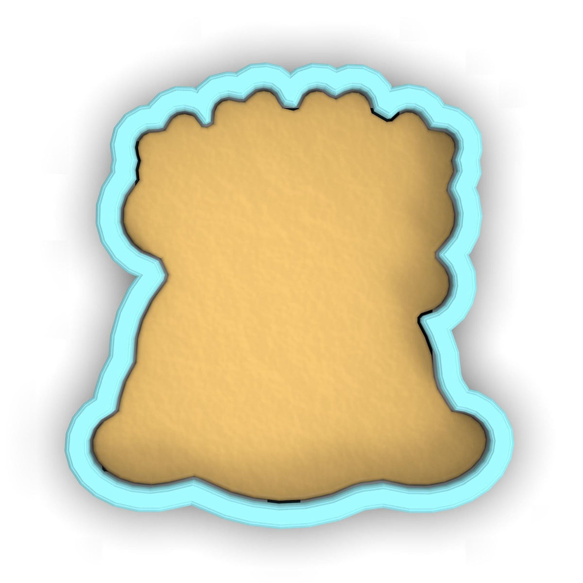 a cookie shaped like a teddy bear on a white background