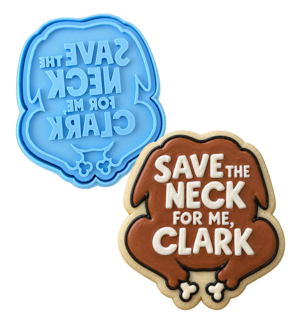 Save the Neck Cookie Cutter | Stamp | Stencil Xmas / Winter / NYE Cookie Cutter Lady MINI - 2 Inches (5cm) **BUNDLE** Cutter + Stamp 