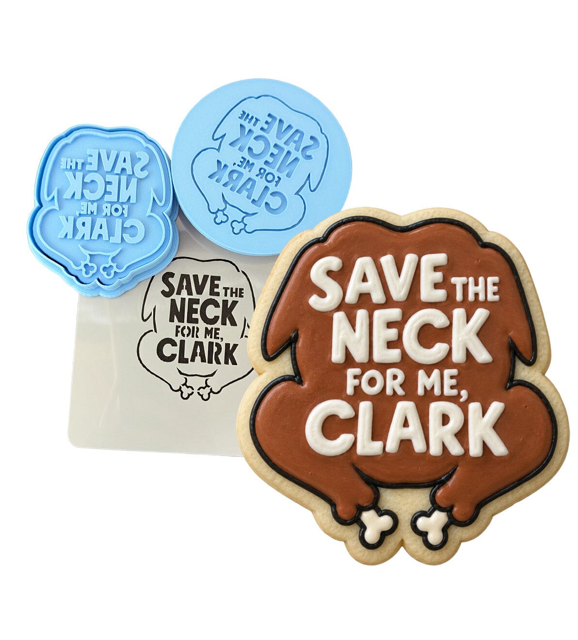 Save the Neck Cookie Cutter | Stamp | Stencil Xmas / Winter / NYE Cookie Cutter Lady MINI - 2 Inches (5cm) **FULL SET BUNDLE** Cutter + Stamp + Stencil + Debosser **BEST DEAL** 