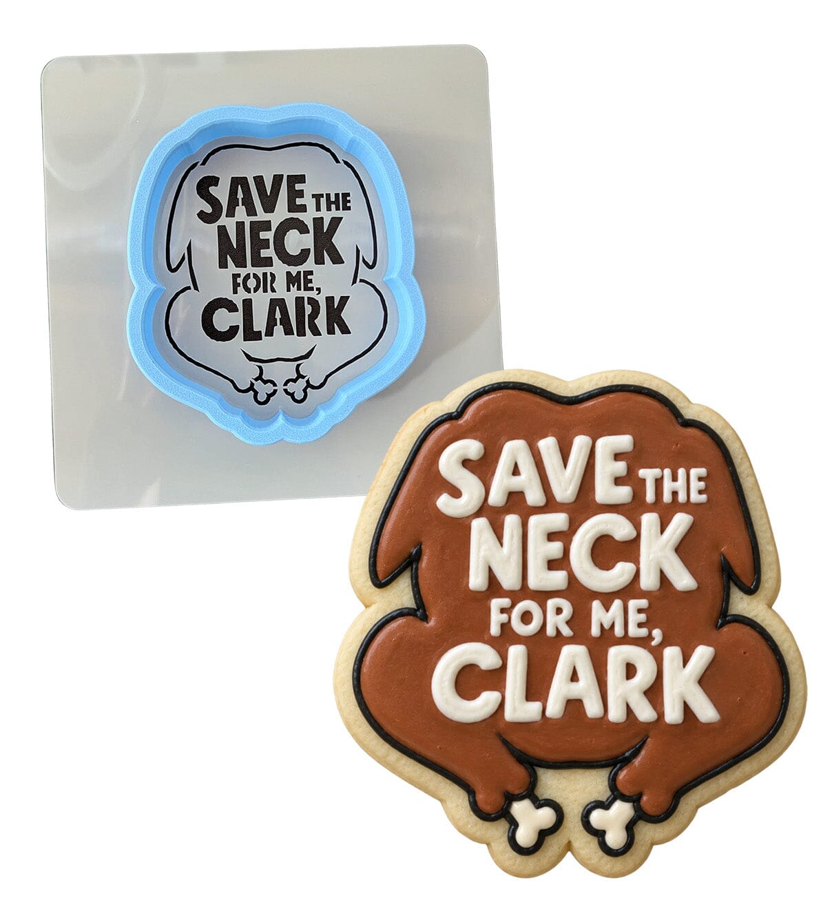 Save the Neck Cookie Cutter | Stamp | Stencil Xmas / Winter / NYE Cookie Cutter Lady MINI - 2 Inches (5cm) **BUNDLE** Cutter + Stencil 