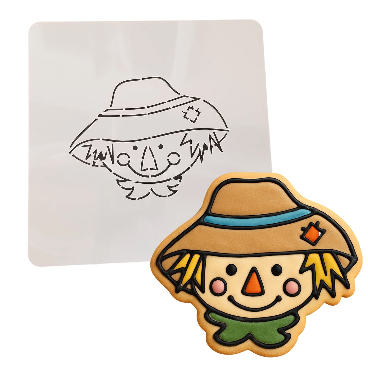 Scarecrow Head Cookie Cutter | Stamp | Stencil #2 Halloween / Fall Cookie Cutter Lady MINI - 2 Inches (5cm) Stencil ONLY 