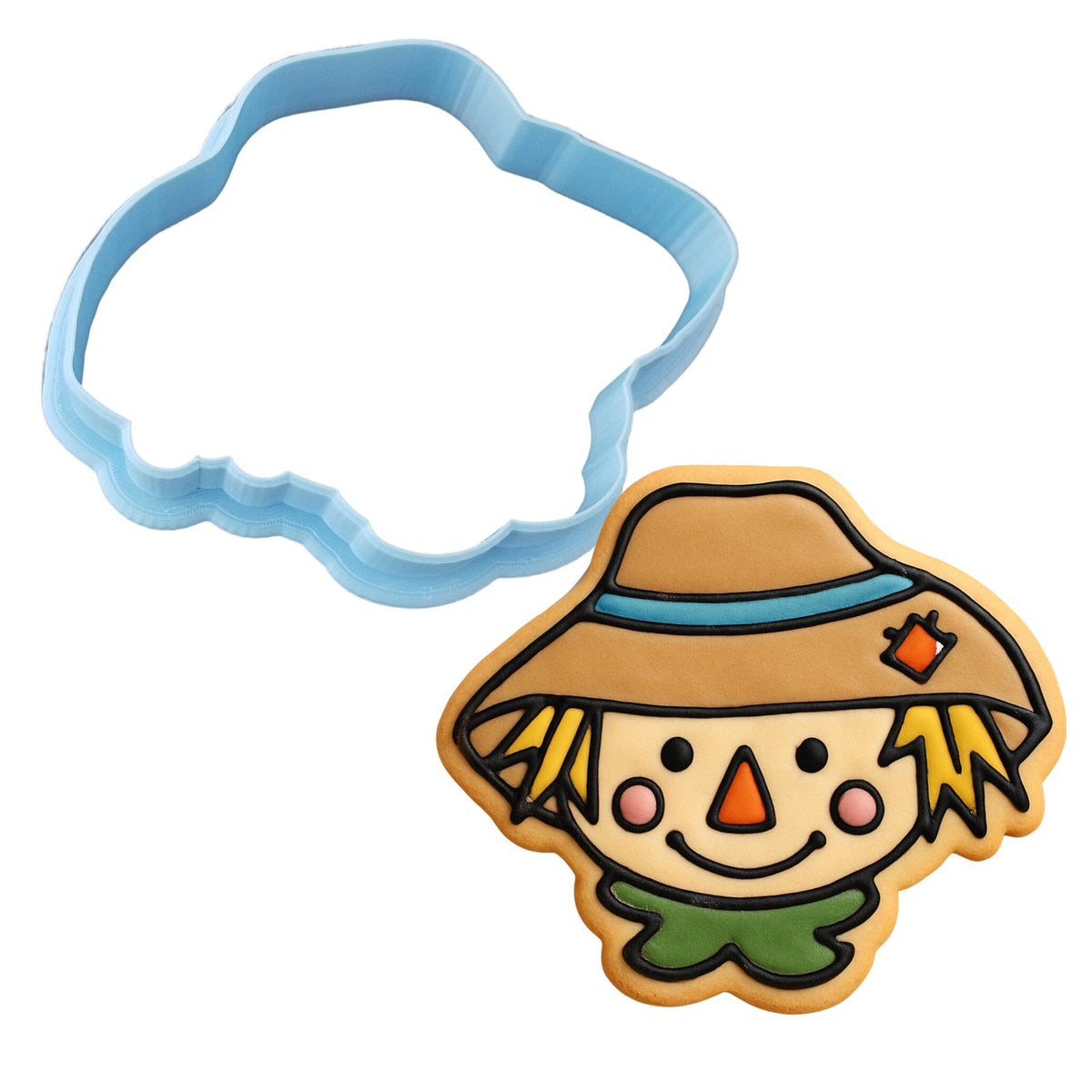 Scarecrow Head Cookie Cutter | Stamp | Stencil #2 Halloween / Fall Cookie Cutter Lady MINI - 2 Inches (5cm) Cookie Cutter ONLY (Outline) 