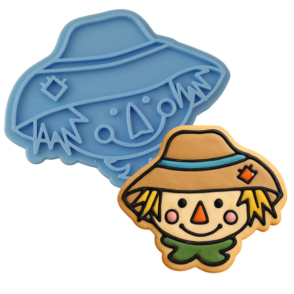 Scarecrow Head Cookie Cutter | Stamp | Stencil #2 Halloween / Fall Cookie Cutter Lady MINI - 2 Inches (5cm) Stamp ONLY 