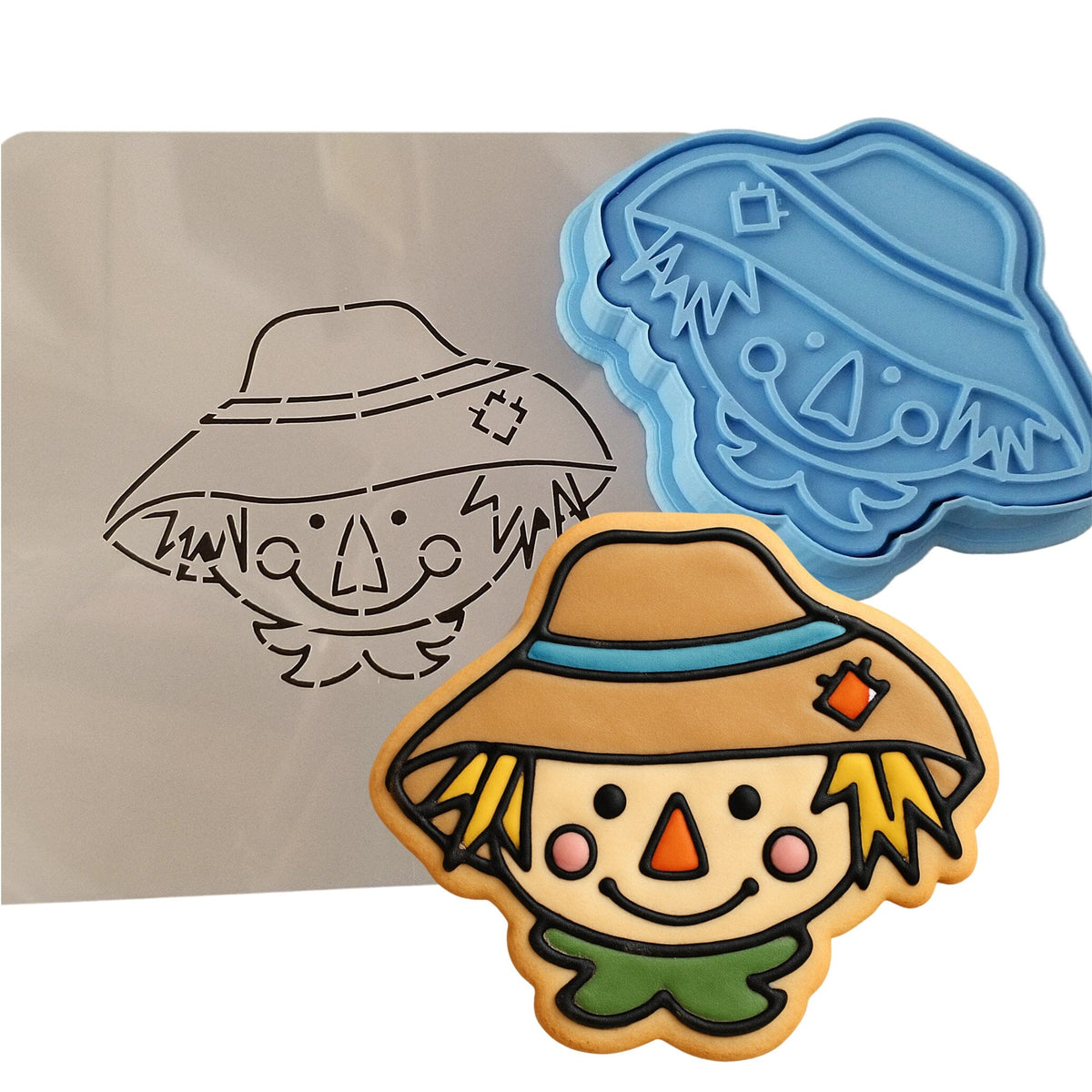 Scarecrow Head Cookie Cutter | Stamp | Stencil #2 Halloween / Fall Cookie Cutter Lady 