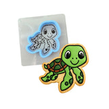 Sea Turtle Cookie Cutter | Stamp | Stencil #2 Beach / Summer Cookie Cutter Lady MINI - 2 Inches (5cm) **BUNDLE** Cutter + Stencil 