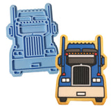 Semi Truck Cookie Cutter | Stamp | Stencil #1 Comic Book / Vehicles Cookie Cutter Lady MINI - 2 Inches (5cm) Stamp ONLY 