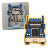 Semi Truck Cookie Cutter | Stamp | Stencil #1 Comic Book / Vehicles Cookie Cutter Lady MINI - 2 Inches (5cm) **BUNDLE** Cutter + Stencil 