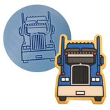 Semi Truck Cookie Cutter | Stamp | Stencil #1 Comic Book / Vehicles Cookie Cutter Lady MINI - 2 Inches (5cm) Debosser ONLY 