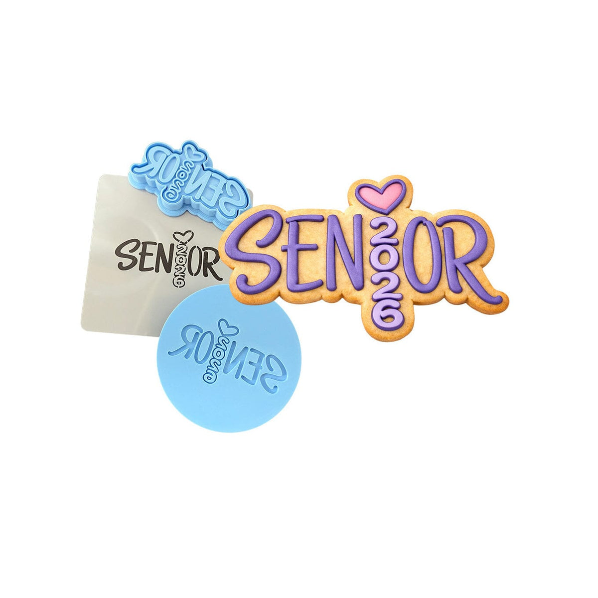 Senior 2026 Pink Vertical 1 Cookie Cutter | Stamp | Stencil - SHARP EDGES - FAST Shipping - Choose Your Own Size! #1 Cookie Cutter Lady LITTLE - 3 Inches (7.62cm) **FULL SET BUNDLE** Cutter + Stamp + Stencil + Debosser **BEST DEAL** 