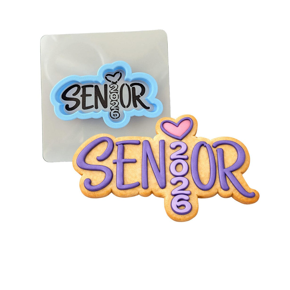 Senior 2026 Pink Vertical 1 Cookie Cutter | Stamp | Stencil - SHARP EDGES - FAST Shipping - Choose Your Own Size! #1 Cookie Cutter Lady LITTLE - 3 Inches (7.62cm) **BUNDLE** Cutter + Stencil 