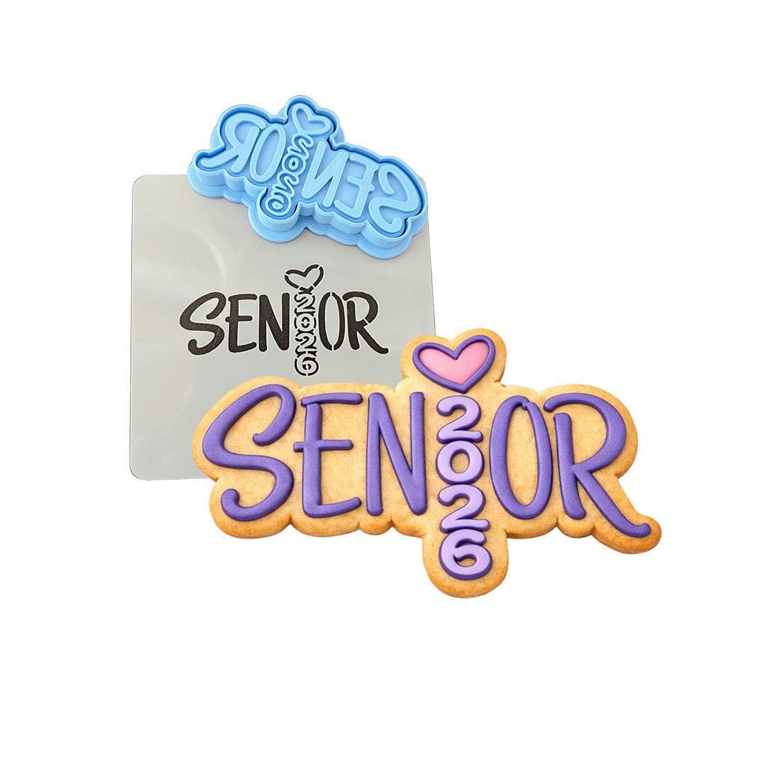 Senior 2026 Pink Vertical 1 Cookie Cutter | Stamp | Stencil - SHARP EDGES - FAST Shipping - Choose Your Own Size! #1 Cookie Cutter Lady LITTLE - 3 Inches (7.62cm) **BUNDLE** Cutter + Stamp + Stencil 