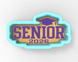a graduation cap and the word "SENIOR" in a stylized font, with the year "2026" below it.