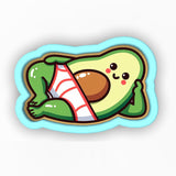 a sticker of an avocado laying on it's side
