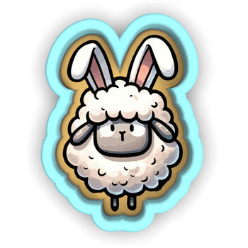 a sticker of a sheep with a bunny ears