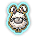a sticker of a sheep with a bunny ears