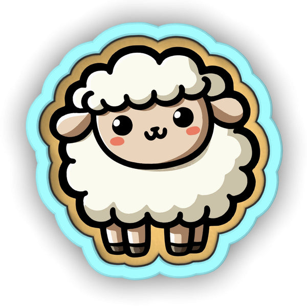 a cartoon sheep with a blue background